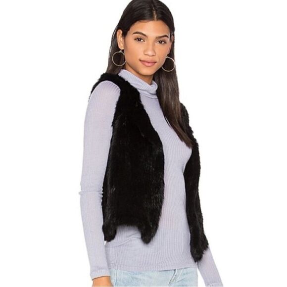 525 America Luxe Black Dyed Rabbit Fur Vest, Size XS - Picture 1 of 11